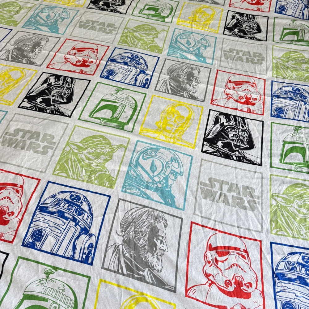 Y2K Star Wars Bedding Sheet Set Kids Twin White Multicolor Character Grid